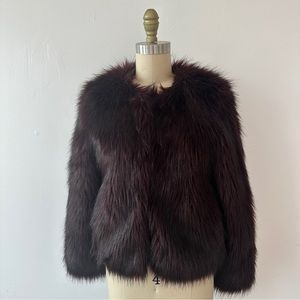 Burgundy Faux Fur Coat